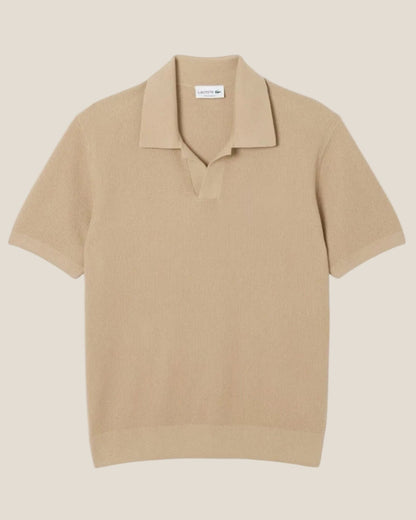 Cotton Blend Open Polo Collar Sweater