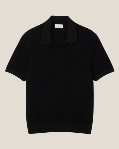 Cotton Blend Open Polo Collar Sweater