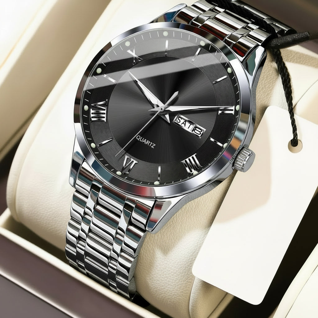 POEDAGAR Classic Day-Date Watch