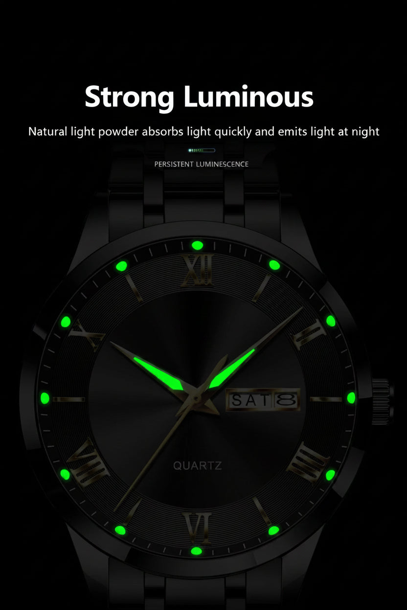 POEDAGAR Classic Day-Date Watch
