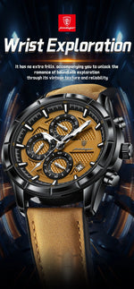 POEDAGAR Vintage Chrono Klokke i Skinn