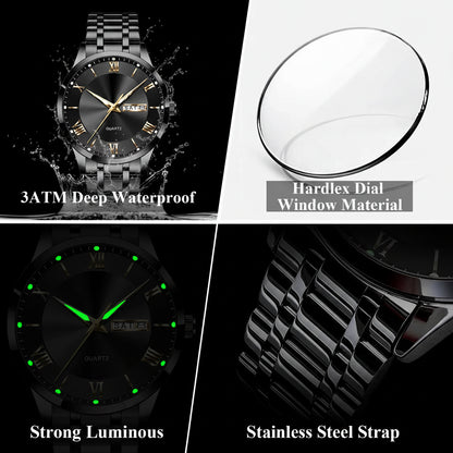 POEDAGAR Classic Day-Date Watch