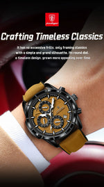 POEDAGAR Vintage Chrono Klokke i Skinn
