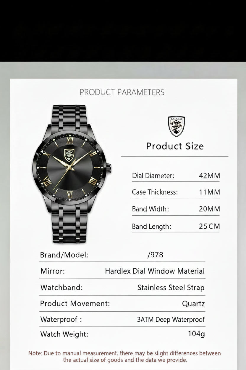POEDAGAR Classic Day-Date Watch