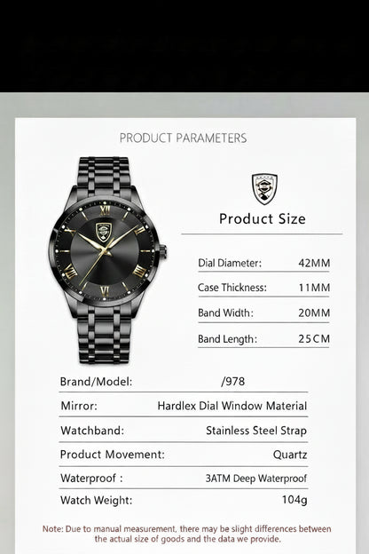 POEDAGAR Classic Day-Date Watch