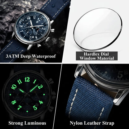 POEDAGAR Tactical Chronograph Watch