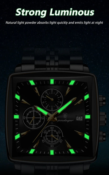 POEDAGAR Prestige Square Chronograph Watch