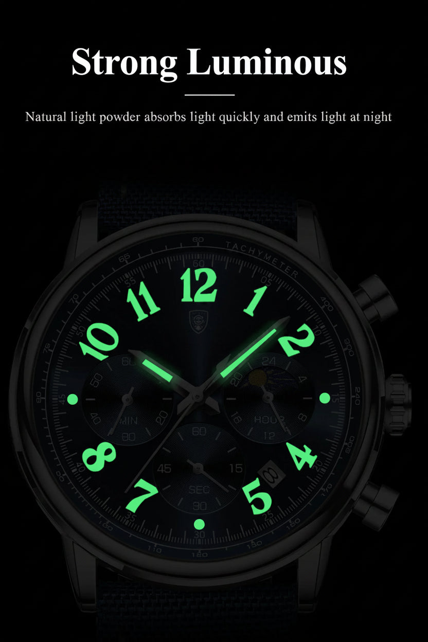 POEDAGAR Tactical Chronograph Watch