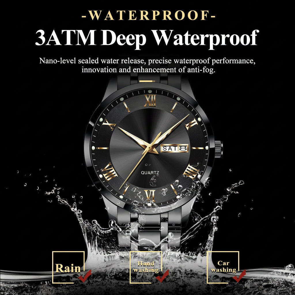 POEDAGAR Classic Day-Date Watch