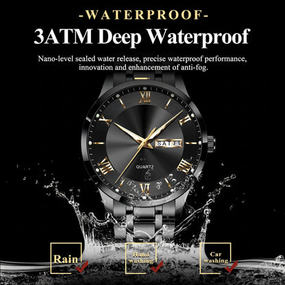 POEDAGAR Classic Day-Date Watch
