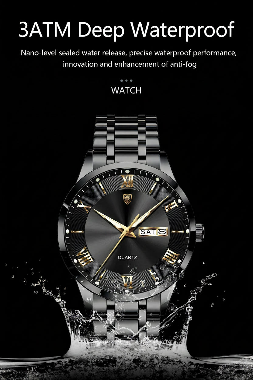 POEDAGAR Classic Day-Date Watch