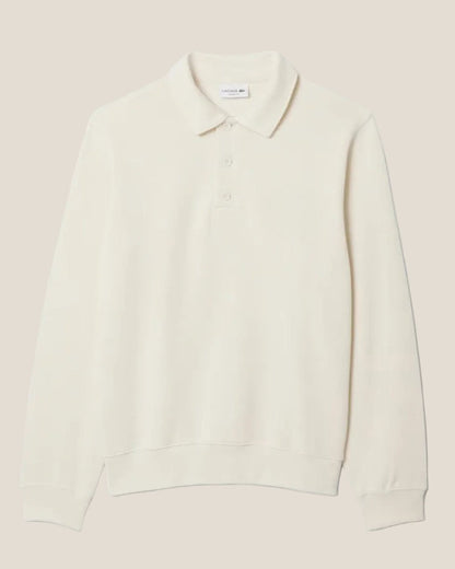 Ribbed Cotton Polo Collar Sweatshirt
