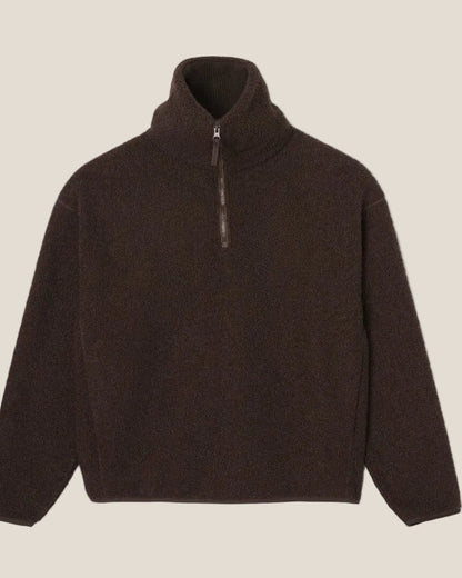 High Zipped Neck Polar Fleece Sweatshirt