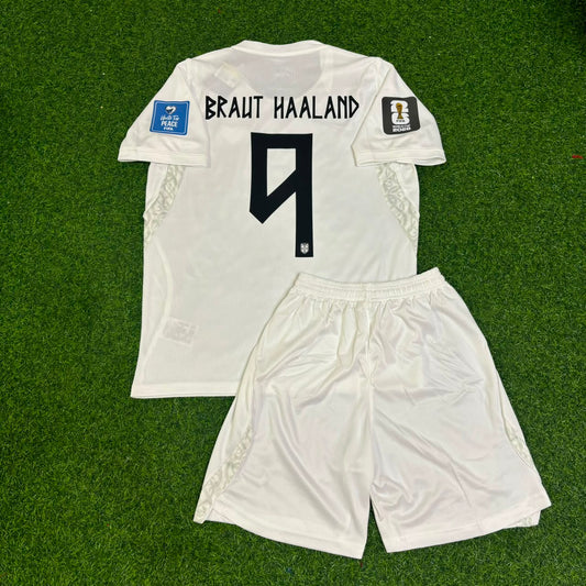 Erling Braut Haaland #9 Norway 2026 World Cup Kids White Football Jersey