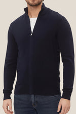 Cardigan med hel glidelås i kashmirblanding med brodert flagglogo