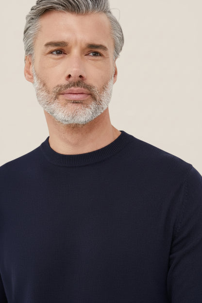 Maglione Girocollo In Misto Cashmere Con Logo Bandierina Ricamato