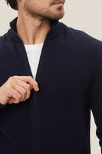 Cardigan med hel glidelås i kashmirblanding med brodert flagglogo
