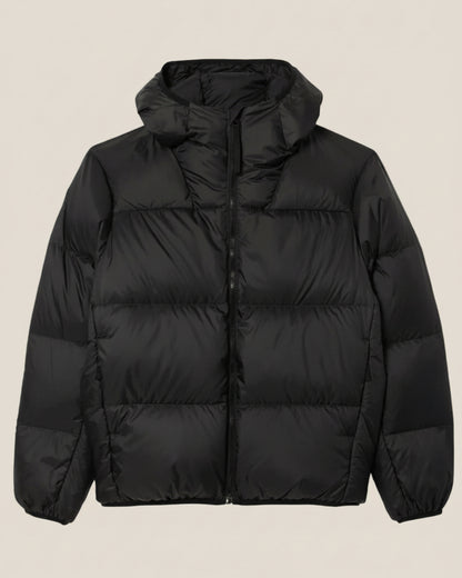 Short Water-Repellent Hooded Puffed Jacket